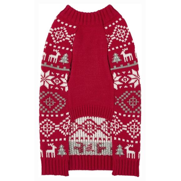 Frisco Reindeer by Chewy NEW Medium Fair Isle Dog Christmas Sweater Red White - Picture 5 of 7